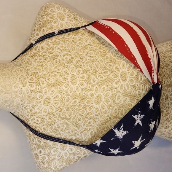 Red White Blue Padded Push-Up Cup Halter Swim Top - Picture 7 of 9